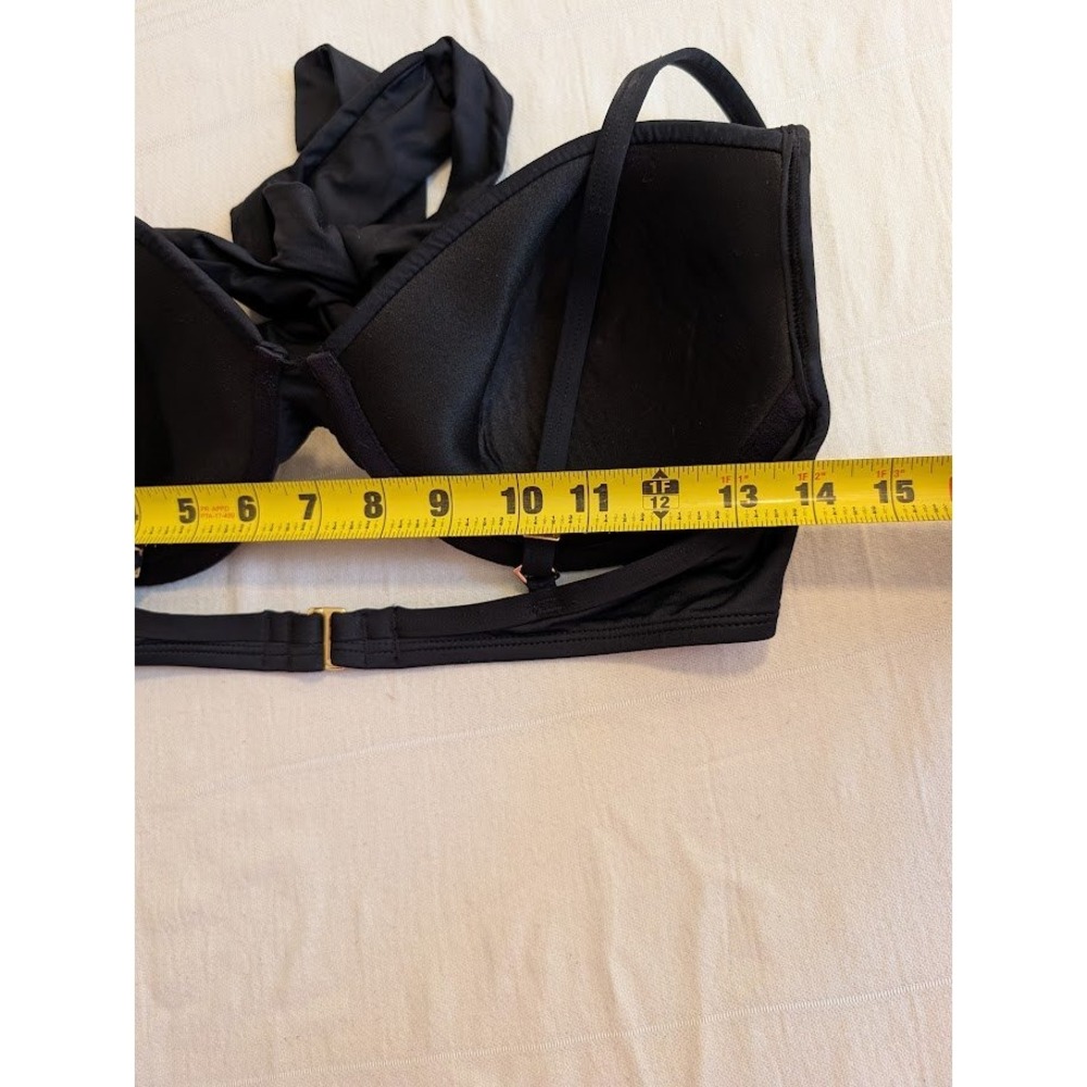 La Blanca Black‎ Tie Front Underwire Bikini Swim Top Women's Size 10 - Picture 7 of 7